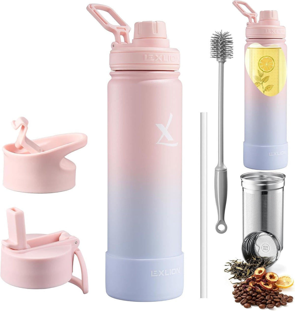 Lexlion Tea Infuser Water Bottle 22 Oz