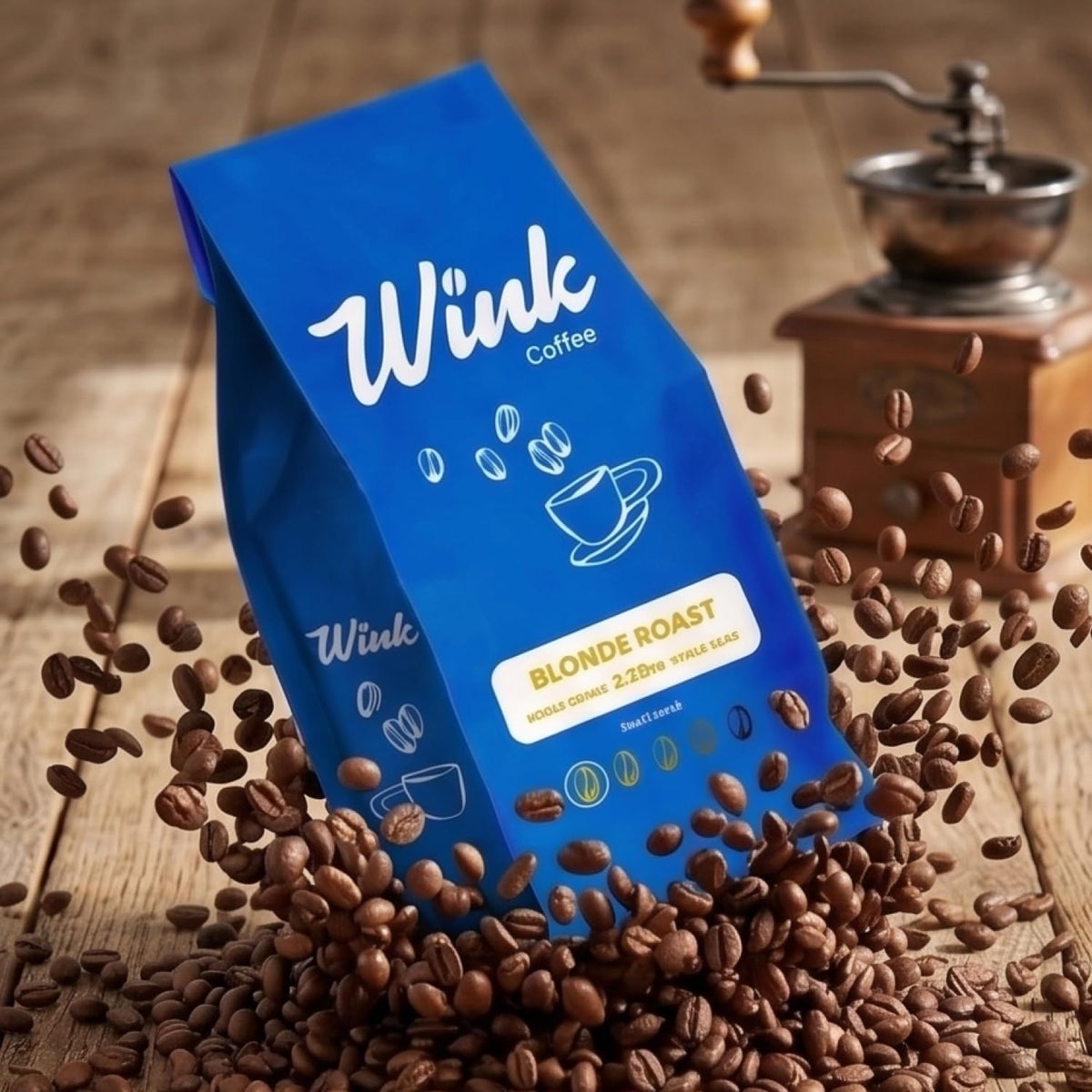 Wink Coffee Blonde Roast Whole Bean Coffee, 2.2 lb Bag, Light Roast Coffee Beans, 100% Arabica, Single Origin, Gourmet, Small-Batch, Smooth &amp; Balanced, Sustainably Sourced