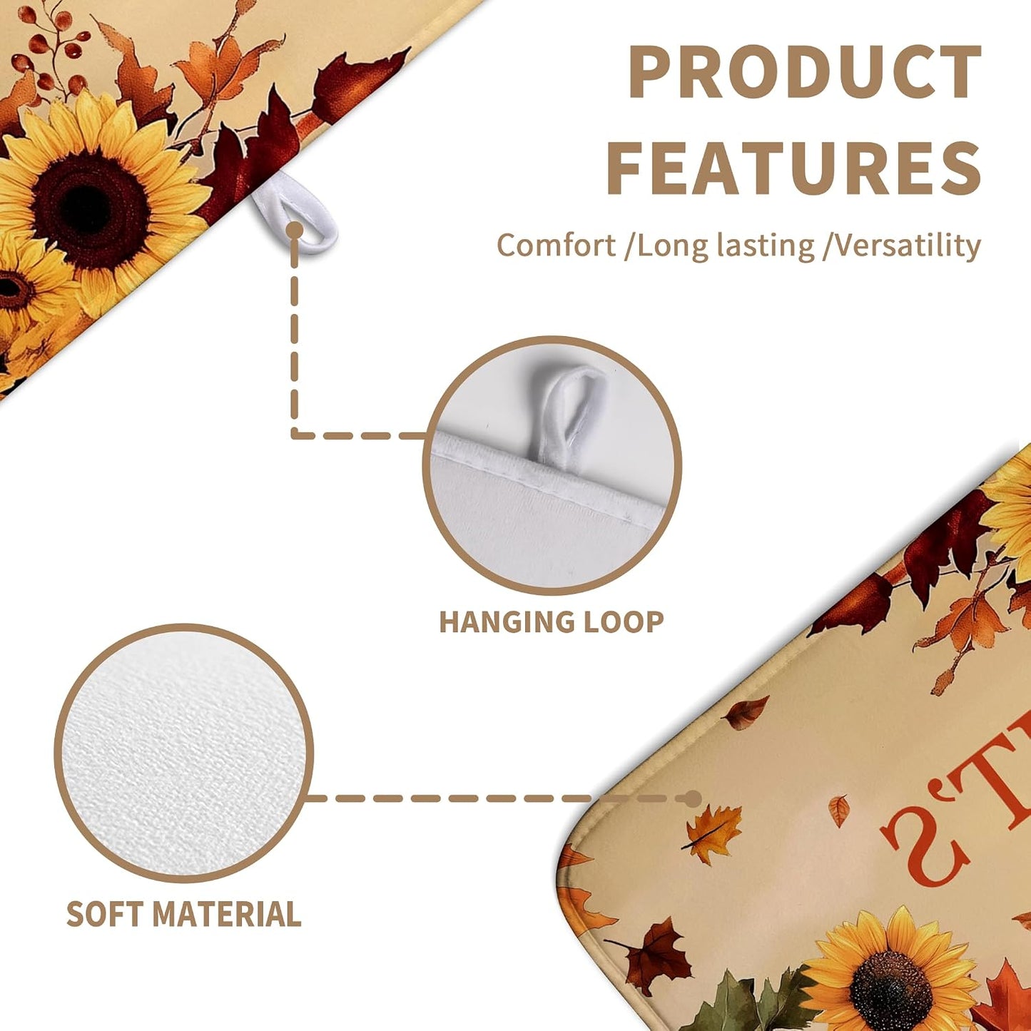 Fall Orange Pumpkins Dish Drying Mat Maple Leaves Autumn Large Kitchen Mats Dish Drying Pad Absorbent Dish Dryer Mat for Kitchen Countertops Microfiber Drainer Pad Dish Drying Mats (18x24 in)