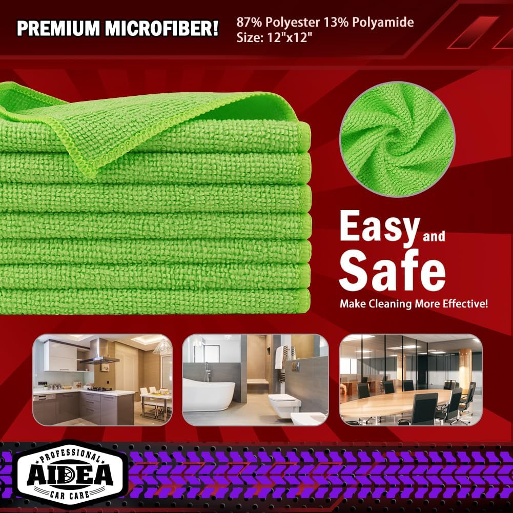 AIDEA Microfiber Cleaning Cloth-20PK, Microfiber Towels for Cars, 12"×12"