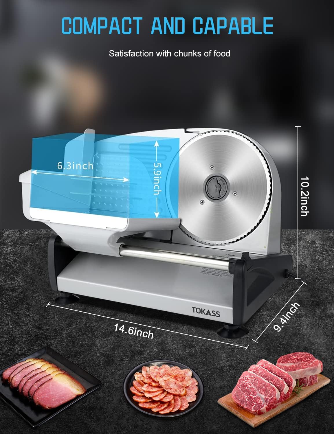 Meat Slicer Machine for Home, 200W Food Slicer with Two 7.5" Blades