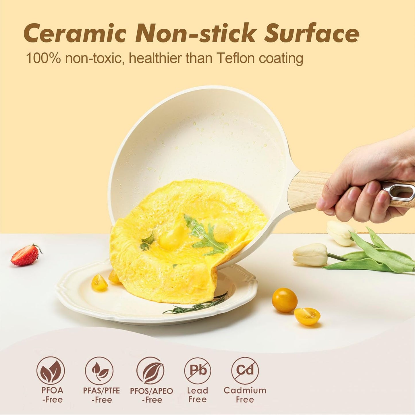 SENSARTE Ceramic Cookware Sets, Pots and Pans Set Nonstick, 20-Piece Induction Cookware, Non-toxic Healthy Non Stick Kit