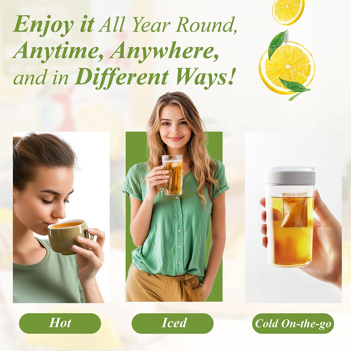 WT WEETEE Lemon Herbal Tea Bags 100ct, Juicy Lemon Flavor, Hot Iced &amp; Cold | Natural Caffeine-free Lemon Tea with Rose Hip &amp; Lemon Peel, Bright, Refreshing Sweet-and-Sour Infusion for On-the-Go