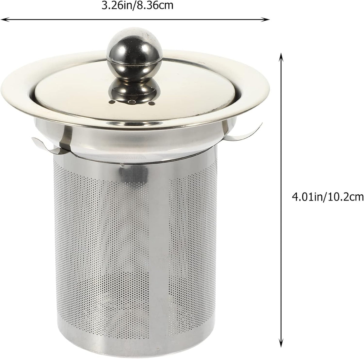 Hemoton Stainless Steel Tea Strainer with Lid Large Loose Leaf Tea Infuser Replacement for Teapots Cups and Pitchers Easy to Clean Mesh Filter 4X3.3 Inch