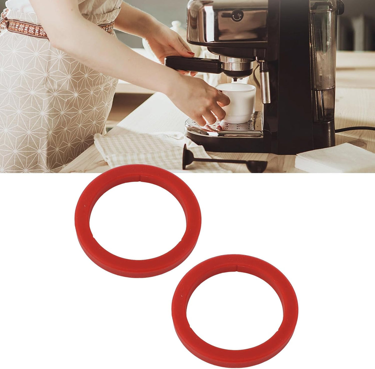 2PCS Silicone Group Gasket for E61, 8mm Brew Head Group Gasket Replacement Espresso Machine for Gaggia 2.9 * 2.2 * 0.3in (Red)