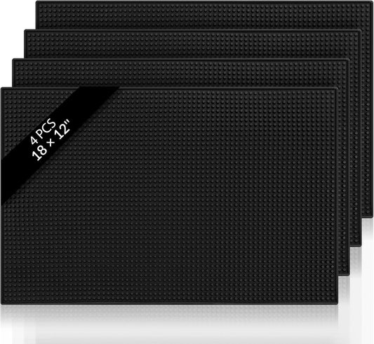 Tioncy 4 Pcs Bar Mat for Countertop 18 x 12 Inch Non Slip Rubber Mat Service Spill Cocktail Bartending Coffee Bar Mats for