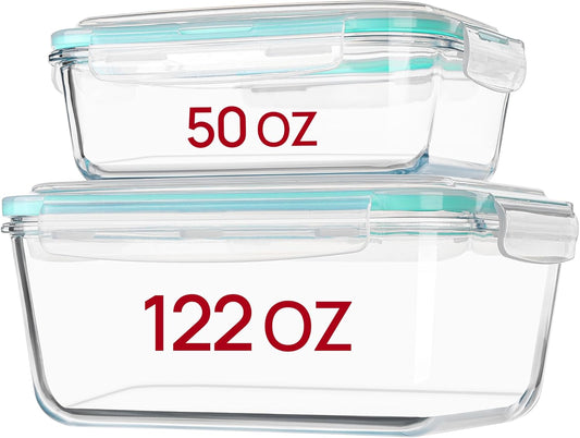 Vtopmart Large Glass Food Storage Containers with Lids, 122oz+50oz, 2 Pack
