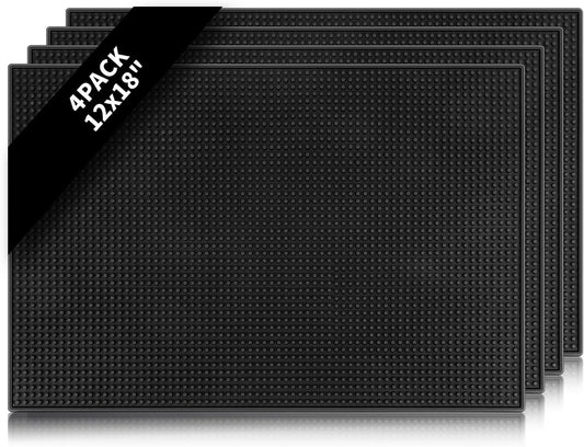 4 Pcs Bar Mats for Countertop 18 x 12 Inch Rubber Silicone Bar Drying Coffee Non Slip Mat for Bartending Home Cocktail Bars