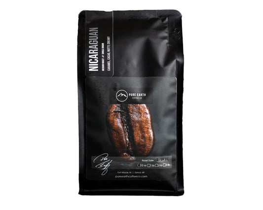 PURE EARTH COFFEE CO. Whole Bean Coffee, Nicaragua Single-Origin Beans, Medium Roast, Low Acid Gourmet Specialty Grade