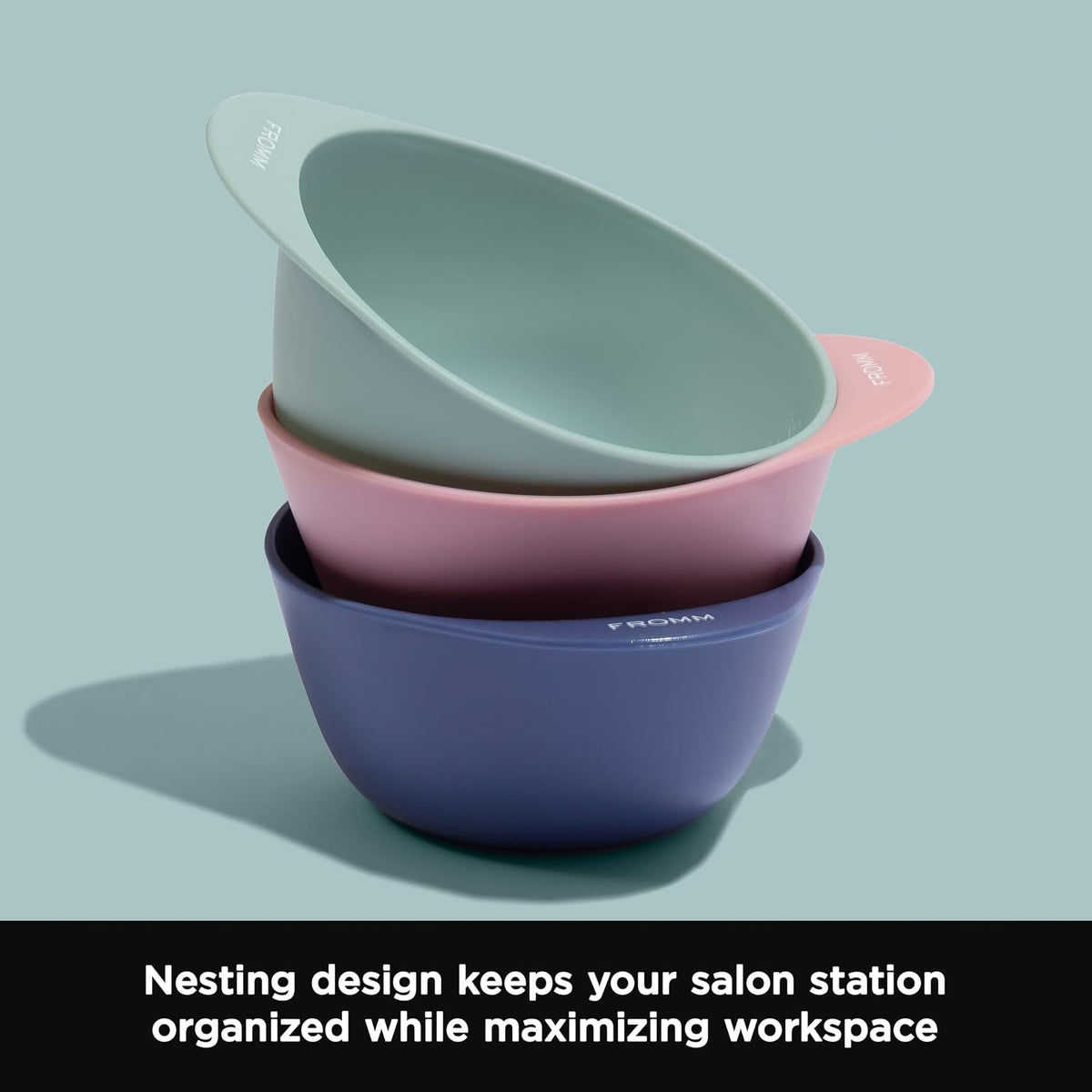 Fromm Color Mixing Bowl 3-Piece Set 10 oz, Professional Salon Mixing Bowls, Hair Color Bowls for Colorists &amp; Hair Stylists, Spill-Proof Rubber Base for Hair Dye, Bleach, Toner &amp; Color, Salon Supplies