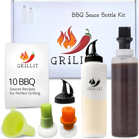 BBQ Brushes for Sauce – Silicone Basting Brush Dispenser for Grilling, Roasting & Baking - BBQ Sauce Bottles for Cooking,
