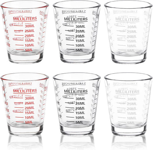 Shot Glass Measuring Cup Set, 6 Pack Espresso Shot Glasses (Mixed Colors)