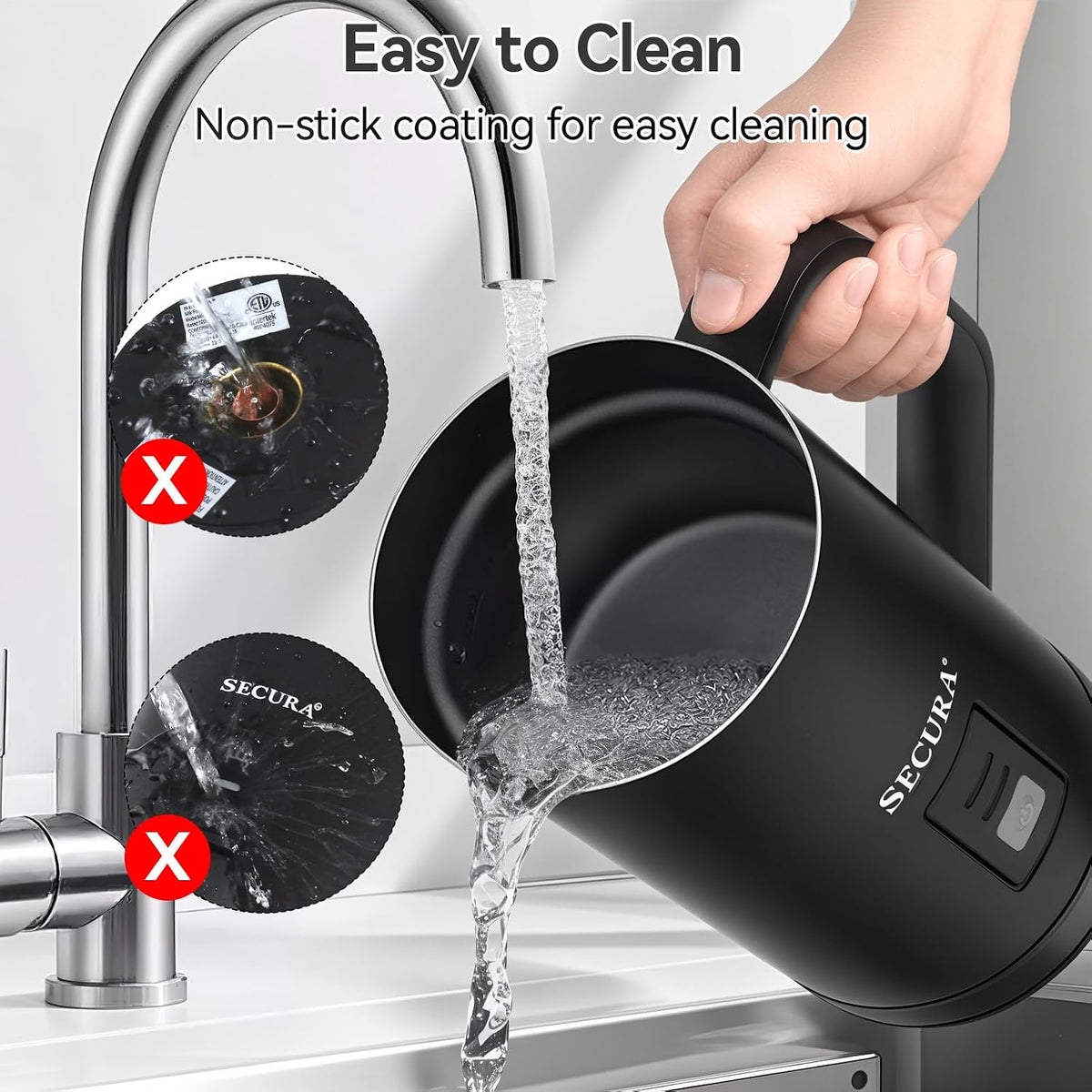 Secura Milk Frother, 8.4oz Automatic Hot/Cold Foam Maker, Black