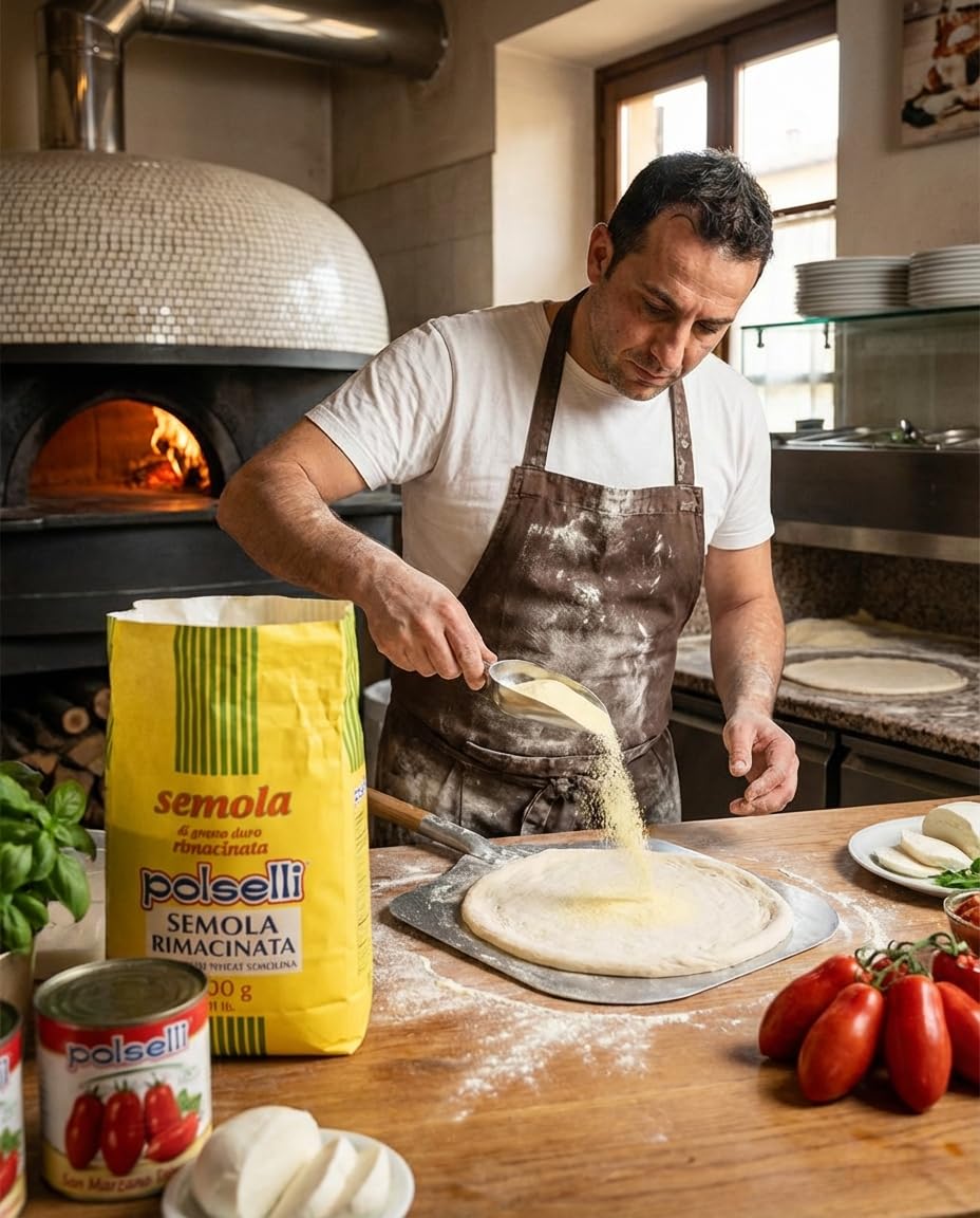 POLSELLI Italian Semola Flour, Fine Ground Semolina Rimachinata, 5 kg | Fine Ground Durum Wheat Flour For Fresh Pasta, Bread, &amp; Baking, All-Natural, Unbleached, Non-GMO, Product Of Italy