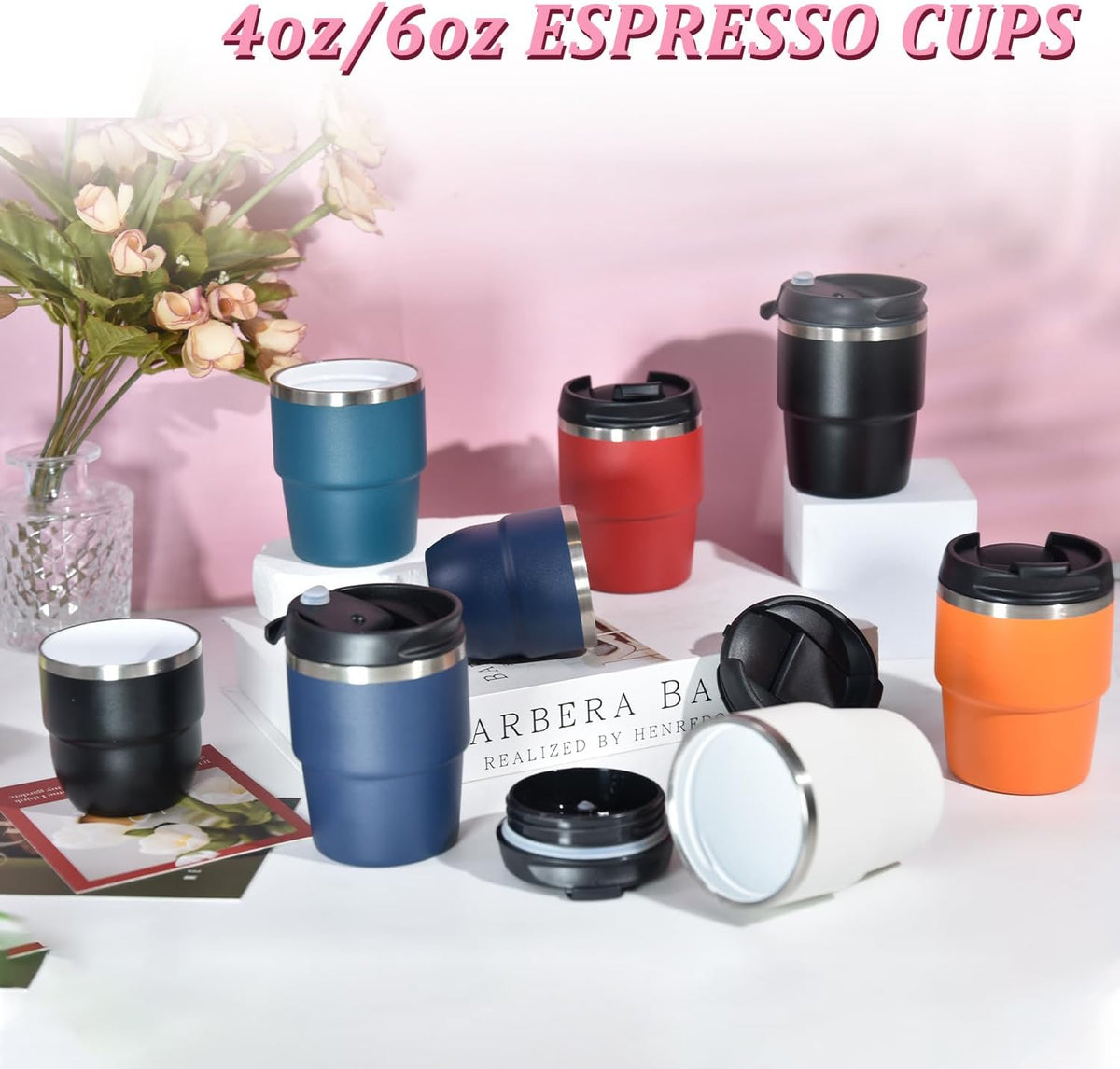 CHLJAR Espresso Cups, 6oz Insulated Espresso Cup Set of 2, Espresso Shot Cups, Stainless Steel Espresso Glasses, Stackable Mini Tumbler, Small Cup for Coffee