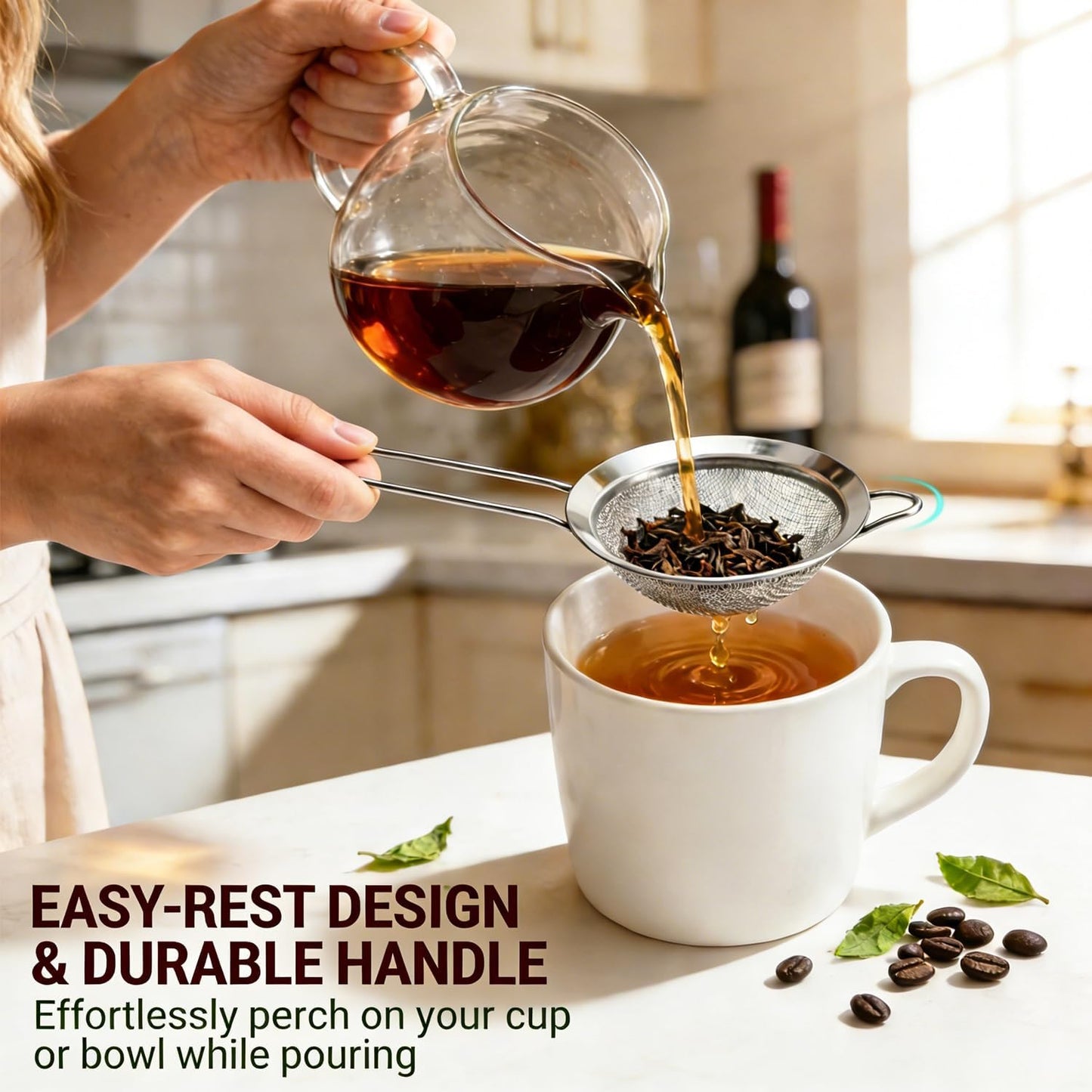 Anaeat Fine Mesh Strainers - Premium Stainless Steel Colander Sieve Sifters, with Durable Mesh and Sturdy Handle, Excellent for Sifting Dry ingredients, Flour, Pastas, Rice, Tea (5.5")