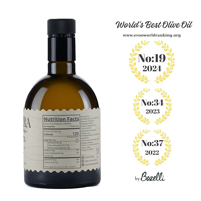 Solivera Chiquitita Extra Virgin Olive Oil Cold Pressed, Smooth & Subtle Flavor, 300+ High Polyphenols, Single-Origin Hand Picked Gourmet Organic Olive Oil – 16.8 fl. oz. (Chiquitita)