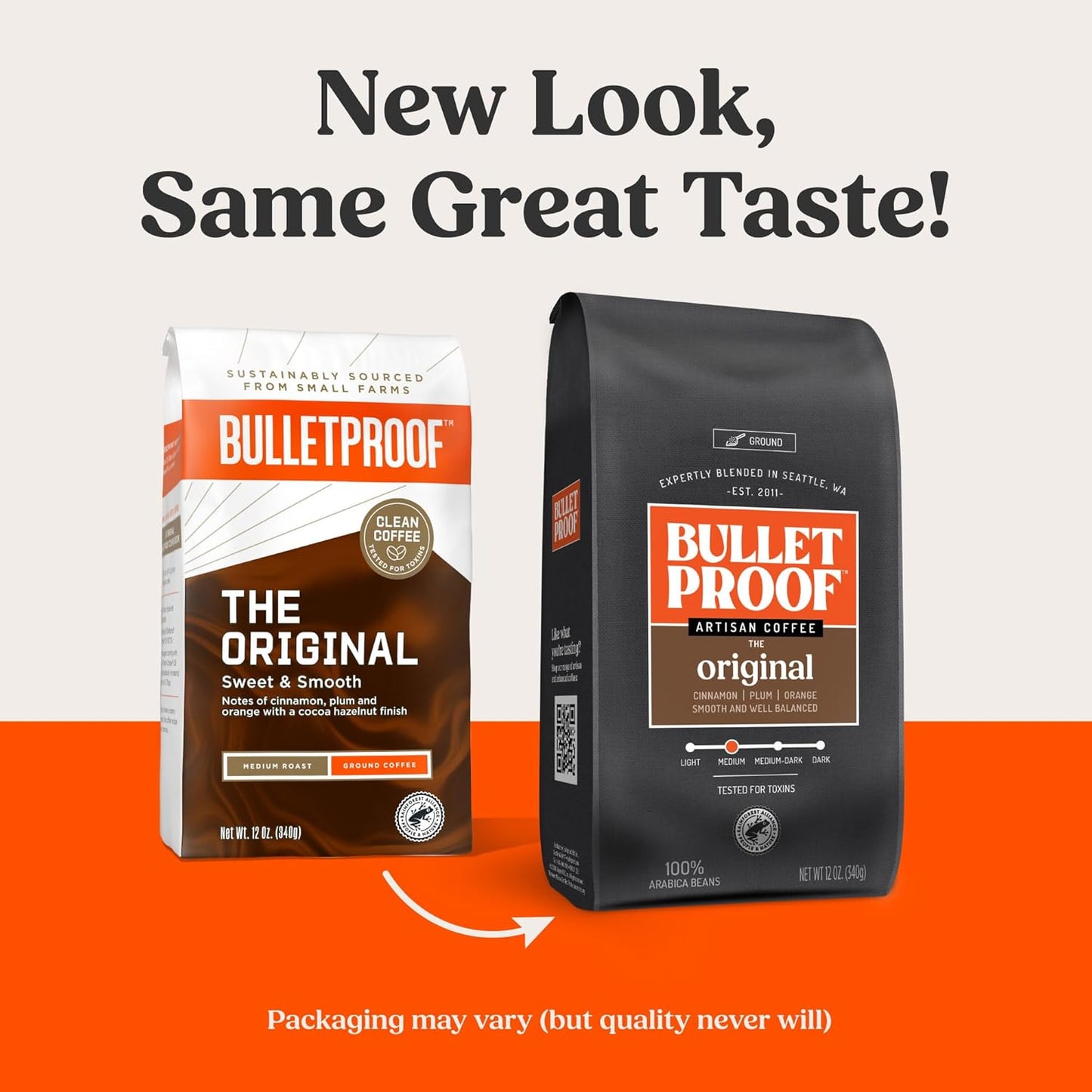 Bulletproof Original Medium Roast Ground Coffee, 12 Ounces, 100% Arabica Coffee, Clean Coffee Tested for Toxins, Packaging May Vary