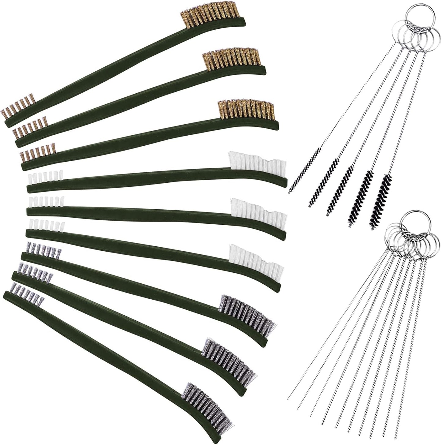 FineGood 9 Pcs Wire Brush Set - Carb Cleaner Kit with 3 Brass, 3 Steel, 3 Nylon Brushes for Car Detailing