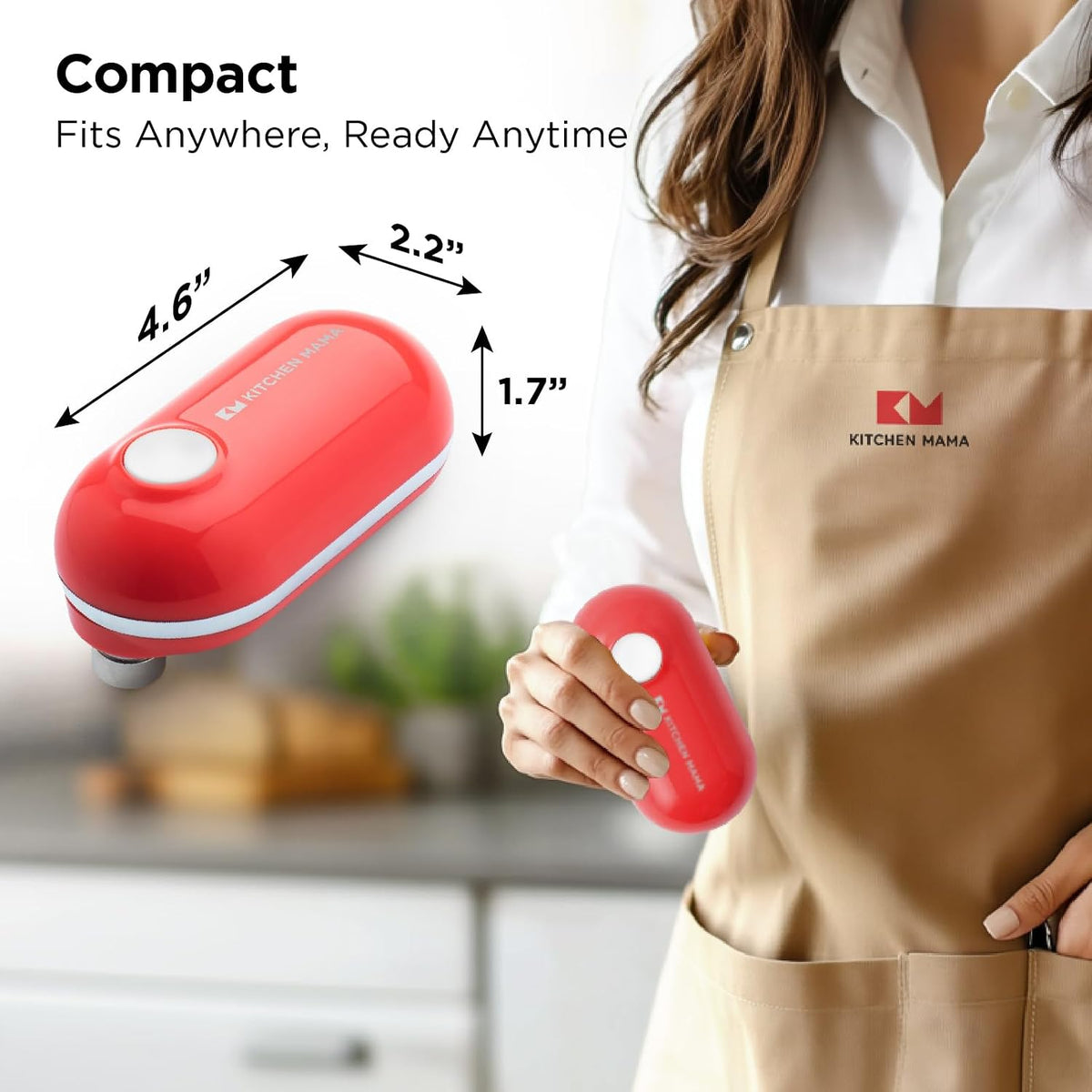 Kitchen Mama Mini Plus Rechargeable Electric Can Opener, Red