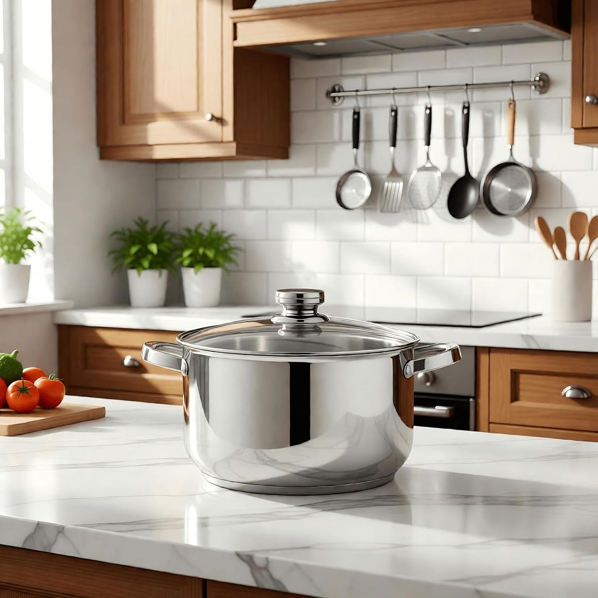 Stainless Steel Stockpot with Lid - 10 Quart Soup Pot for Induction Cooking