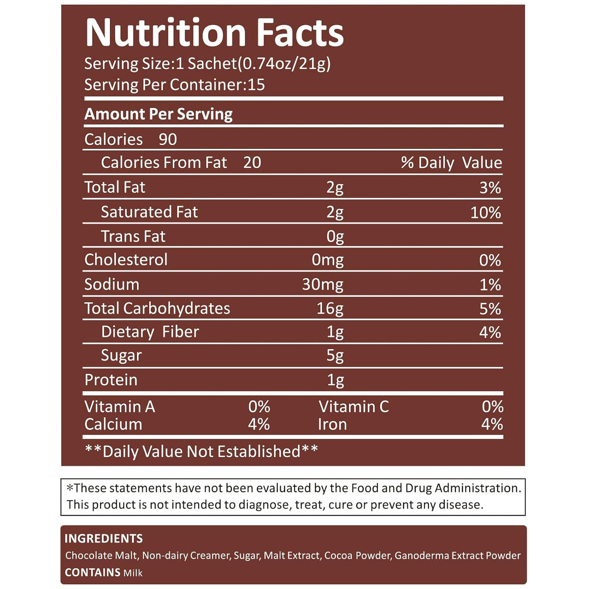 Mushroom Hot Chocolate Mix with Reishi, Mushroom Coffee Alternative Hot Cacao Powder for Energy, Mood and Immune System, Vegan Mushroom Supplement, 15 Servings, 11.1 Ounce