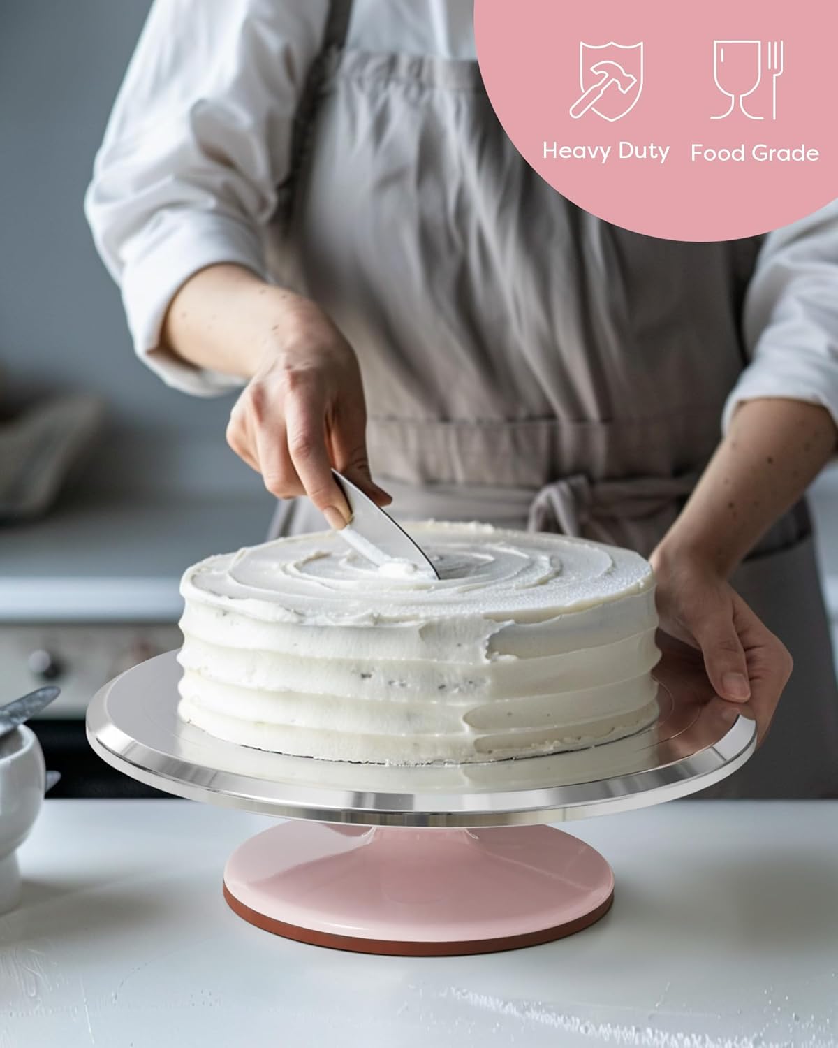 Kootek Aluminium Alloy Revolving Cake Stand 12 Inch Rotating Cake Turntable for Cake, Cupcake Decorating Supplies