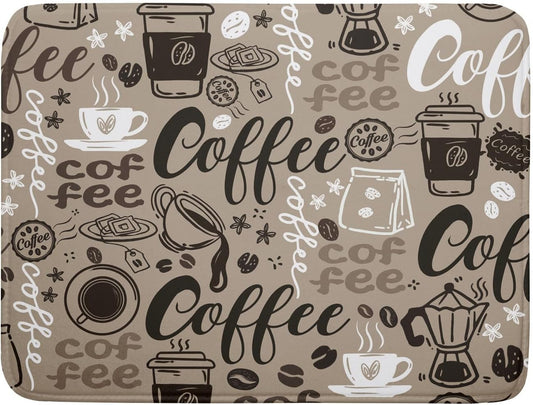 Brown Coffee Dish Drying Mat - 18 x 24 Inch, High Absorbent Reversible Microfiber Coffee Bean Dish Rack Pad