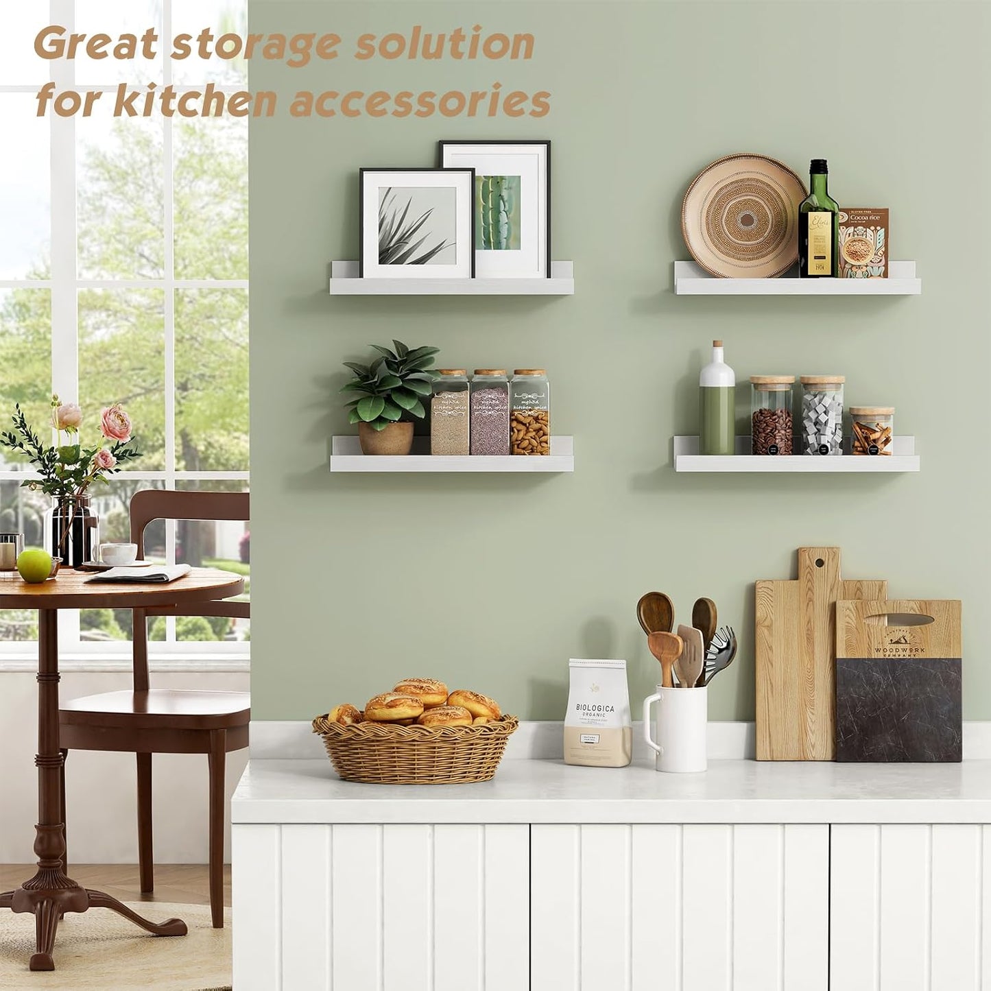 16 Inch Picture Ledge Shelf, Photo Floating Shelves with Lip for Wall