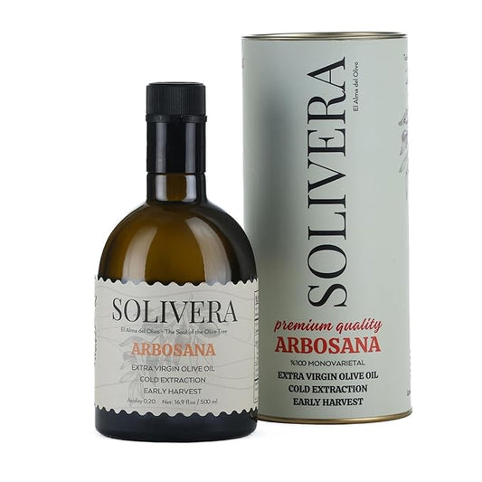 Solivera Arbosana Extra Virgin Olive Oil Cold Pressed 300+ High Polyphenols, Smooth Creamy & Nutty Flavor, Single-Origin