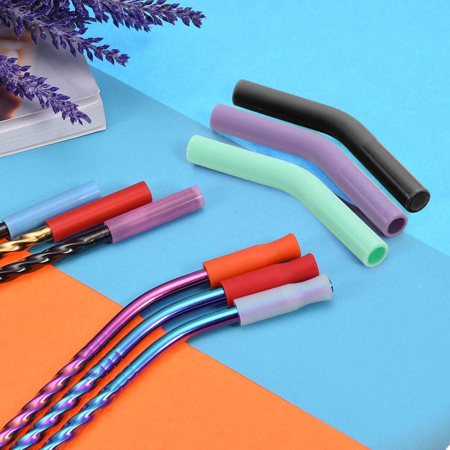 uxcell 4Pcs Silicone Straw Tips, Silicone Straw Elbows Tip, Soft Reusable Metal Straw Covers Fit for 10mm/0.39" OD Stainless Steel Straws, Mint Green