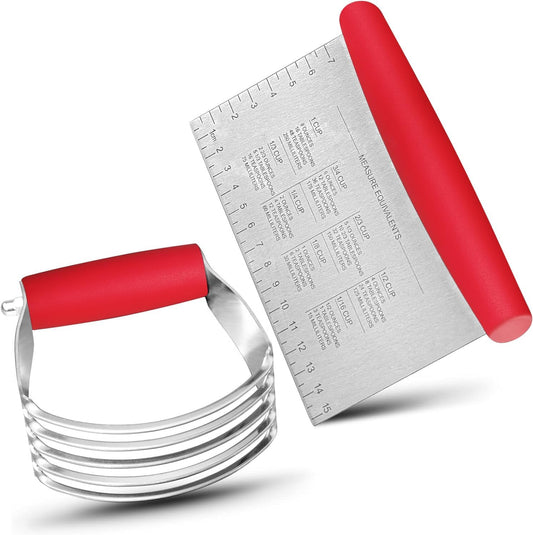 ALLTOP Pastry Blender & Bench Scraper Set - Premium Kitchen Baking Essential Tools for Cake and Bread Making - Stainless