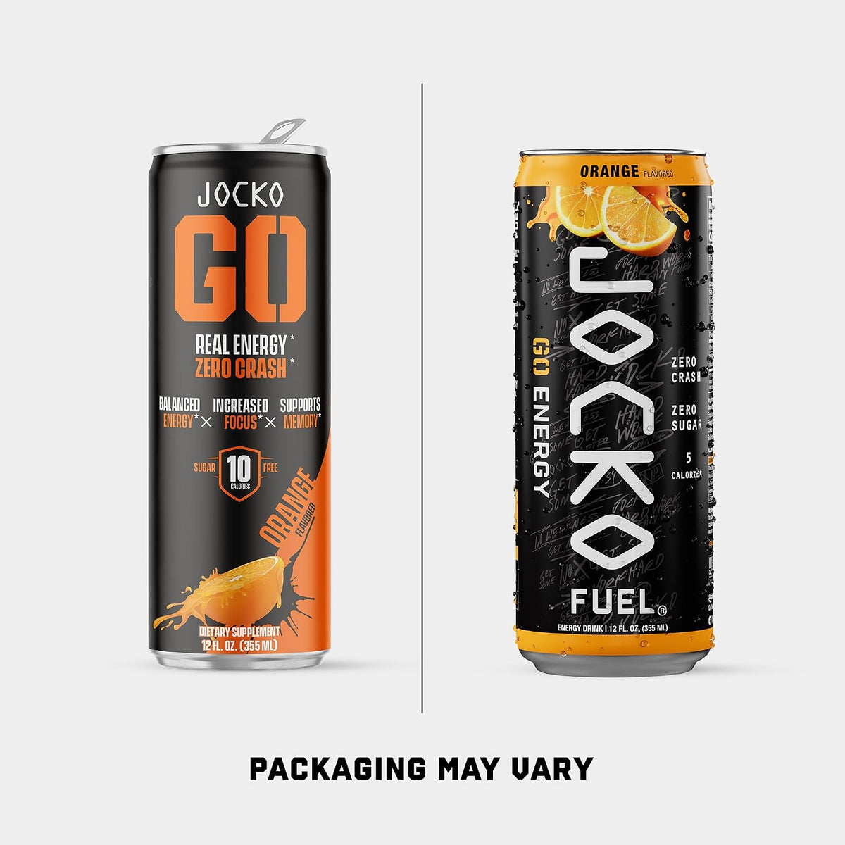 Jocko Fuel GO Energy Drinks, Afterburner Orange, 12 oz | 12 Pack | 95mg Clean, No Crash Natural Caffeine | No Sugar, Jitter Free | L-Theanine &amp; Adaptogens Lift Mood, Focus &amp; Endurance