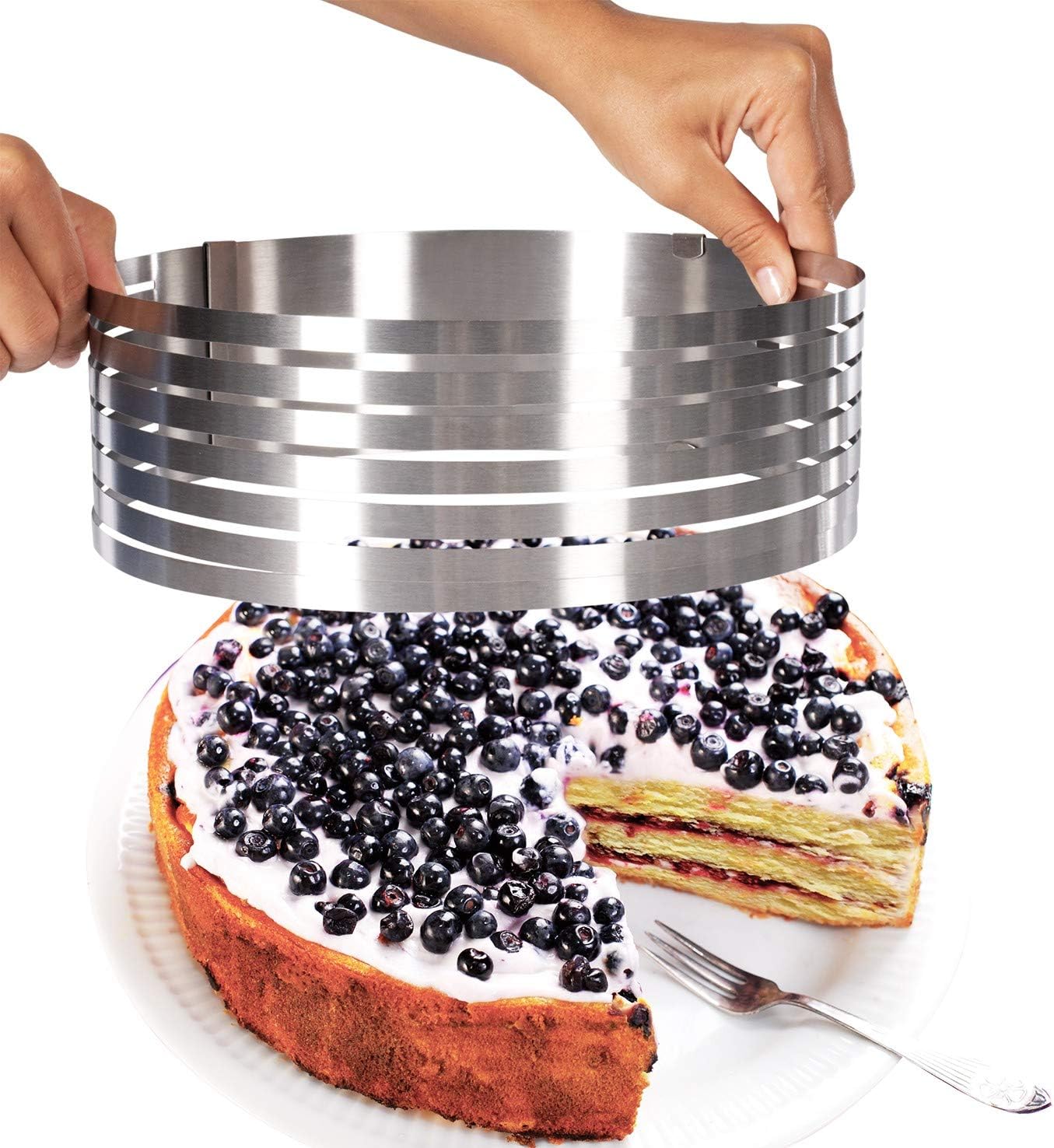 Stainless Steel Mousse Cake Rings 2 Pieces Cakes Slicer Adjustable Multilayer Circular Molding Plating Forming Round Pastry Rings, Set of 2 (10 to 12” + 6 to 8” x 3.2” H)