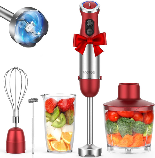 KOIOS 5-in-1 Hand Immersion Blender, 1000W 12 Speed Handheld Blender Stick with Copper Motor Stainless Steel Blade, 600ml