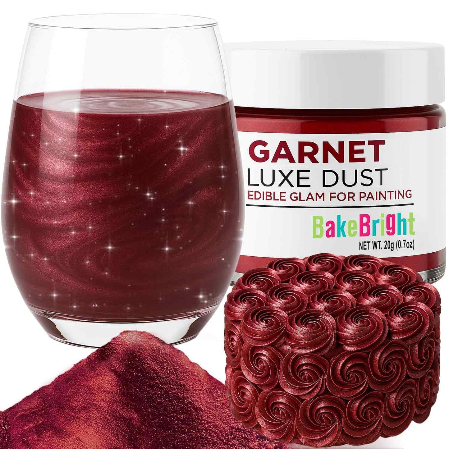 Bulk (20g) Red Luster Dust Edible Glitter for Cocktails | Premium Edible Maroon Red Luster Dust for 