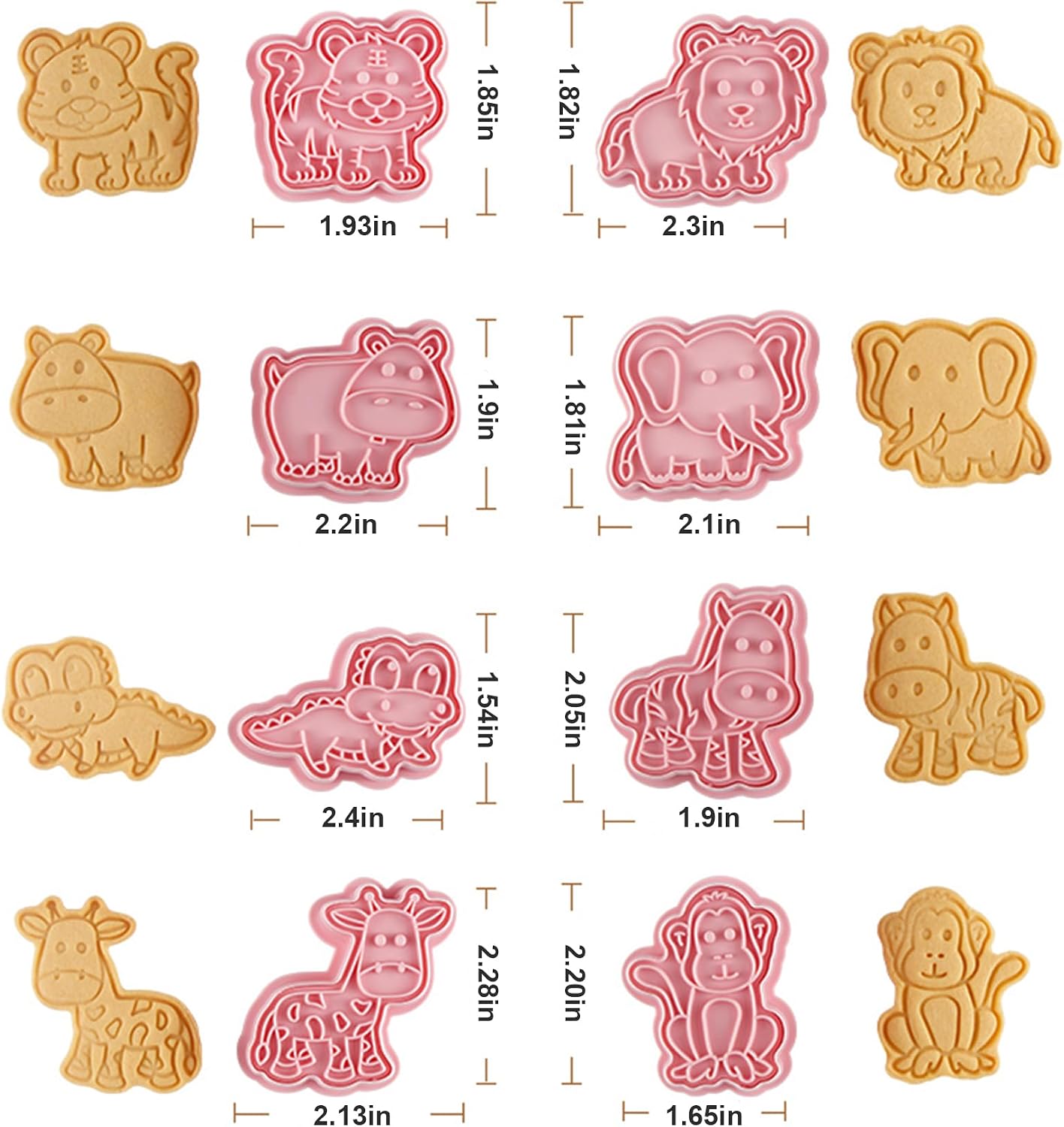 8 Pcs Animal Cookie Cutters Set Baking Molds 3D Animal Press type Cookie Cutter for Baking, Fondant, Cheese, and Pastries