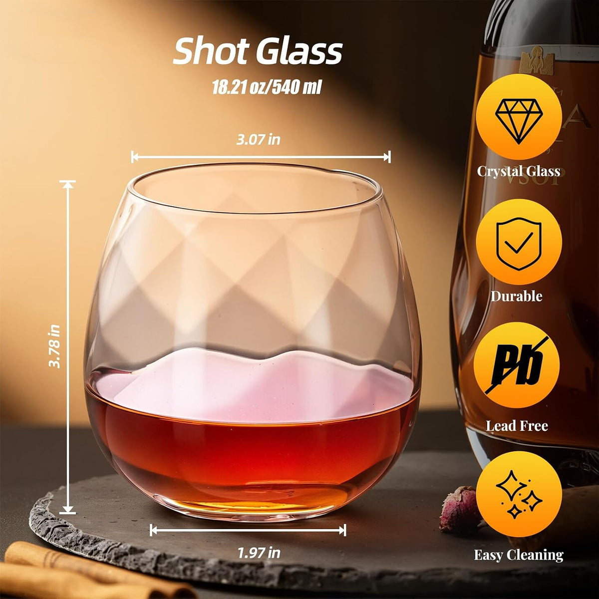 KAMMAK Glass Tumbler 18 oz, 540ml Thick-Walled Heavy Bottom Cup with Delicate Rim, Sturdy &amp; Stable Seamless Design for Beer, Iced Coffee, Juice, Smoothie and Daily Drinking