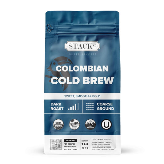Organic Cold Brew Coffee Coarse Ground 1 LB - Colombian Supremo Reserve Flavor Dark Roast Coarse Grind - 100% Arabica Beans