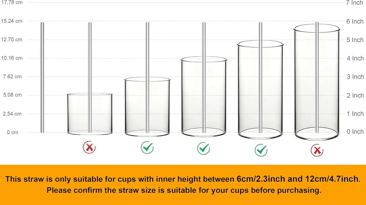 Stainless Steel Straws Short Small 5.9" Reusable Metal Bar Drinking Straw Set With Cleaner Brush for Cocktails Rock Gin Glass