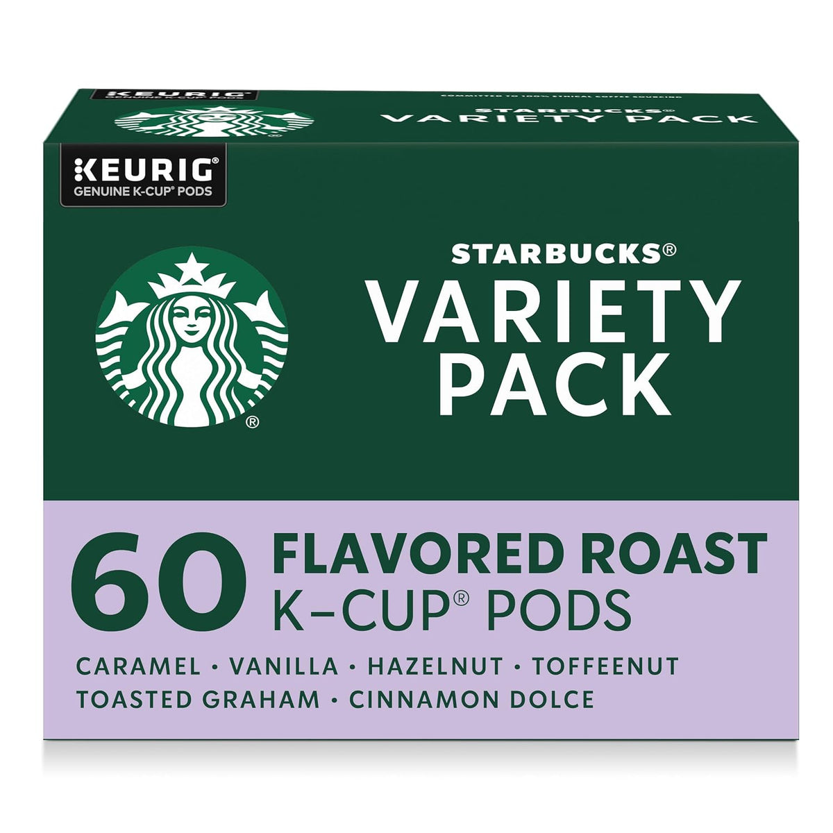 Starbucks K-Cup Coffee Pods, Flavored Hot or Iced Coffee, Variety Pack, 60 Keurig Pods
