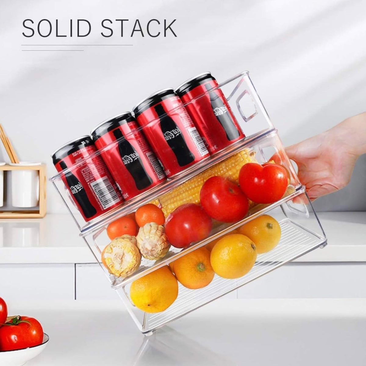 12 Pack Refrigerator Organizer Bins, 3 Sizes Stackable Clear Pantry Storage with Handles and 30 PCS Plastic Bags for Fridge, Freezer, Shelves, Drawer, Snack Organizer for Home & Kitchen