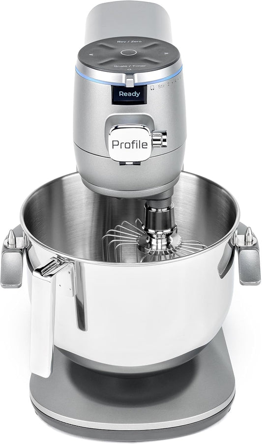 GE Profile Smart Stand Mixer w/Built-In Smart Scale & Auto Sense Technology, 7qt Stainless Steel Bowl, 11 Speed l Dough