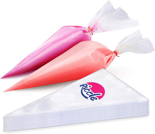 Riccle Disposable Piping Bags 12 Inch - 100 Anti Burst Pastry Bags - Icing Piping Bags for Frosting - Ideal for Cakes and