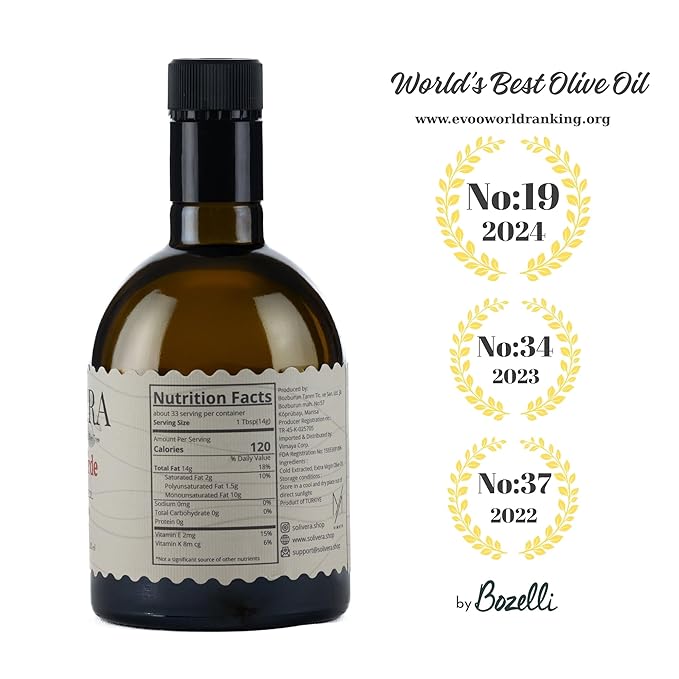 Solivera Trilogía Verde Extra Virgin Olive Oil Cold Pressed, 350+ High Polyphenols, Triple-Varietal Blend, Bright & Herbaceous, Single-Origin Organic Olive Oil, Hand Picked Early Harvest - 16.8 fl. oz. (Trilogía Verde)