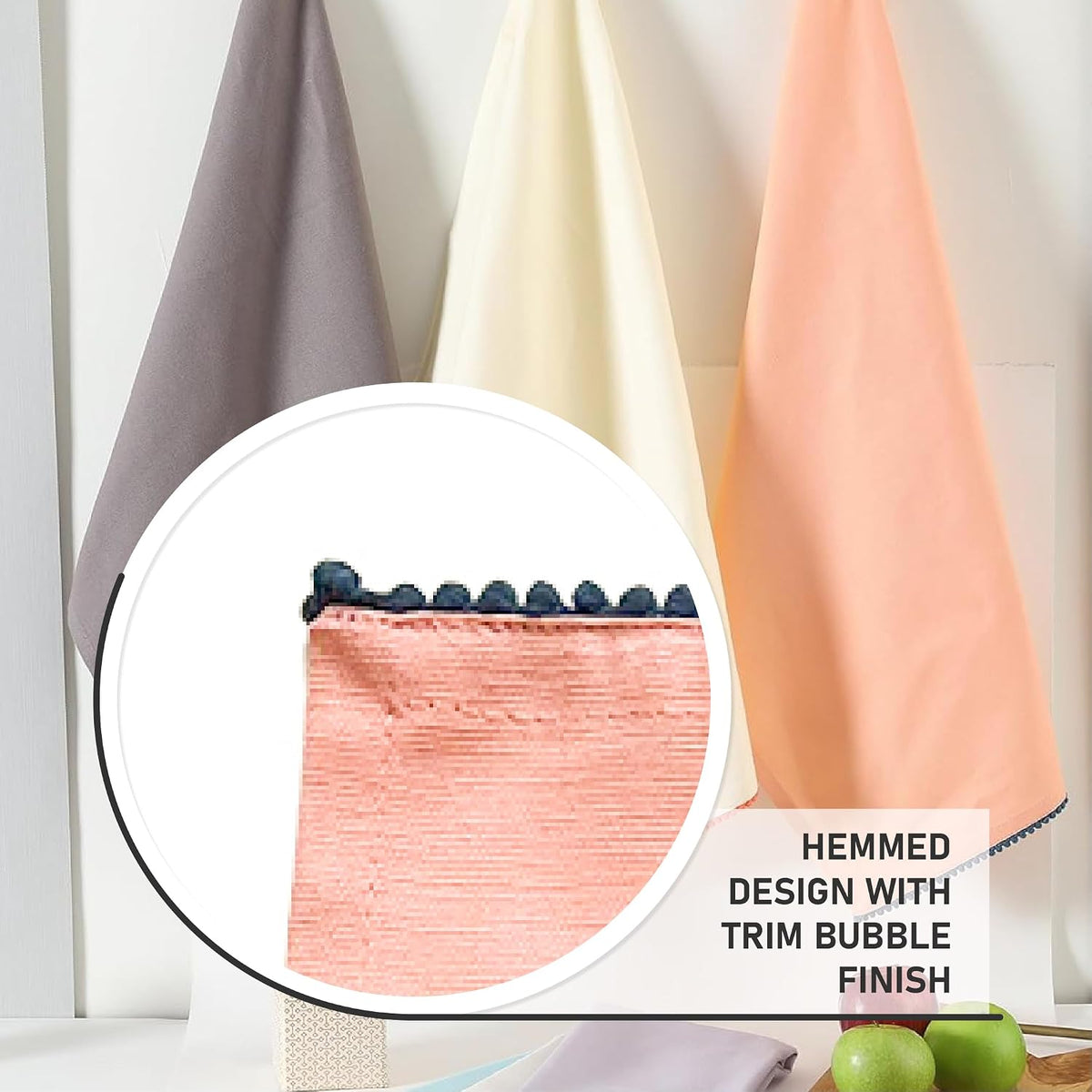 Kitchen Towels 100% Cotton Solid Kitchen Dish Cloths, Kitchen Hand Towel Reusuable Dish Towel for Cleaning &amp; Drying Tea Towels Set with Hanging Loop - 18"x 28", Pack of 6 Pastel Colors