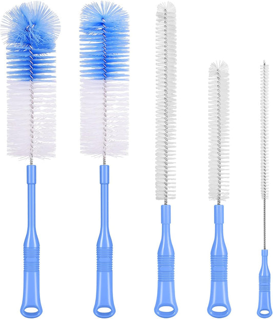 Bottle Brush Cleaner 5 Pack - Long Handle Water Bottle and Straw Cleaning Brush Set for Washing Narrow Neck Bottles, Sport