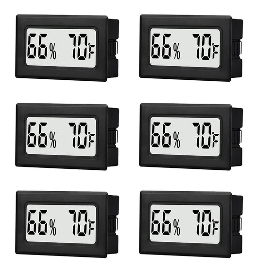 6 Pack Mini Small Digital Hygrometer Thermometer Indoor Temperature and Humidity Meter Gauge with Temp Humidity Sensor
