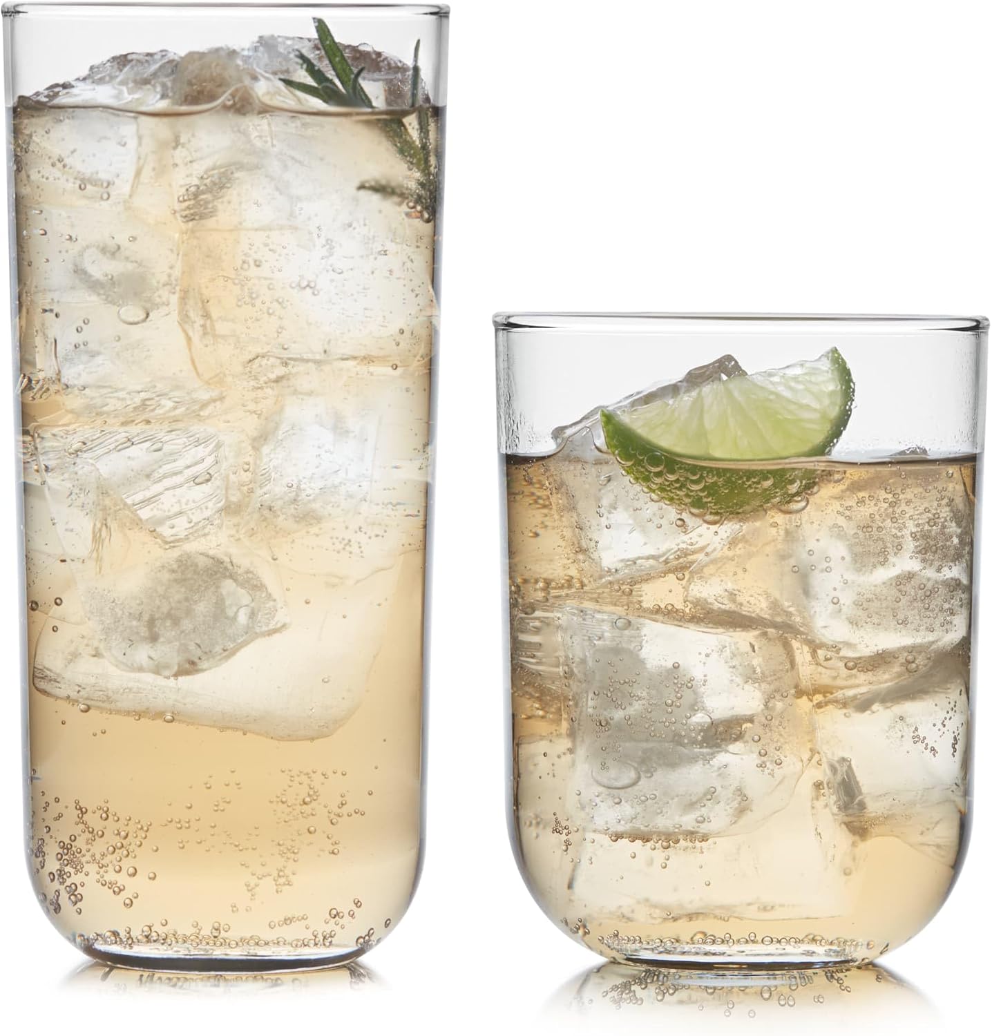Polaris Axis Tumbler &amp; Rocks Drinking Glasses Set of 16, Glass Cups | 17.75 oz and 15 oz Capacities for Water, Juice, Cocktails, and More with Dishwasher-Safe Convenience for Easy Cleanup