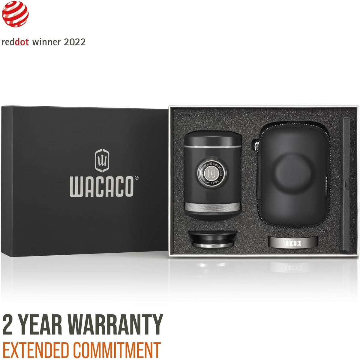 WACACO Picopresso Portable Coffee Maker Pro-level with Protective Case | Compatible Ultra-fine Grind, Manually Operated, 10cm Height Truly Compact for Travel, Bundled with Protective Case